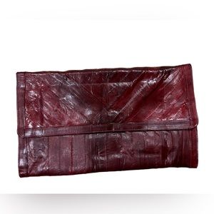 Vintage Sunco Eel Skin Burgandy Bag Clutch